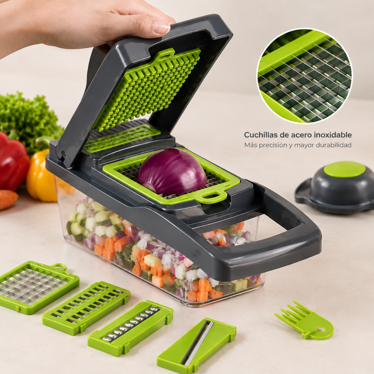 Picador verduras mandolina 14 en 1 acero - 50% de descuento por tiempo limitado!